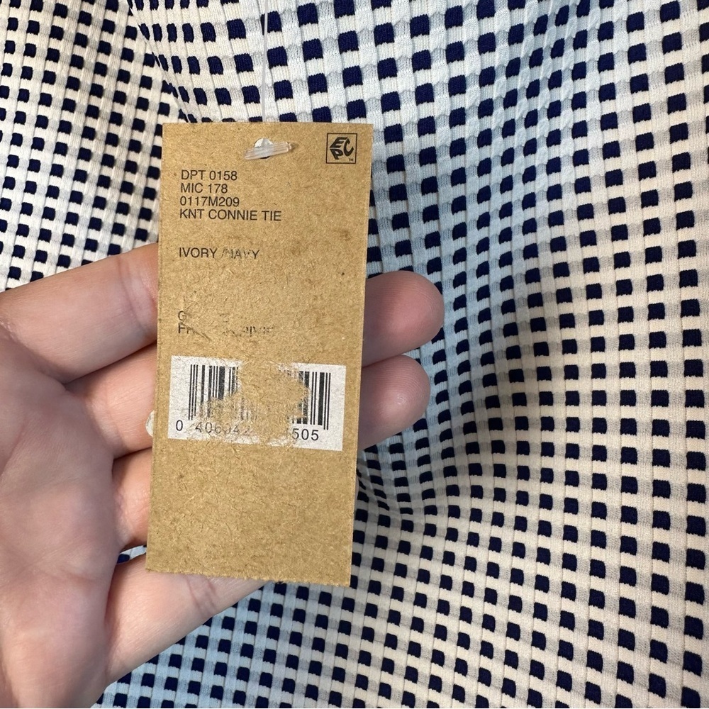 Cremieux Women's Small KNT Connie Tie Navy White Check Sleeveless Side Tie NWT - Picture 10 of 10